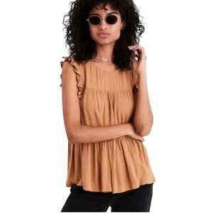 American‎ Eagle Ruffle Sleeve Peplum Top Sleeveless Blouse Womens